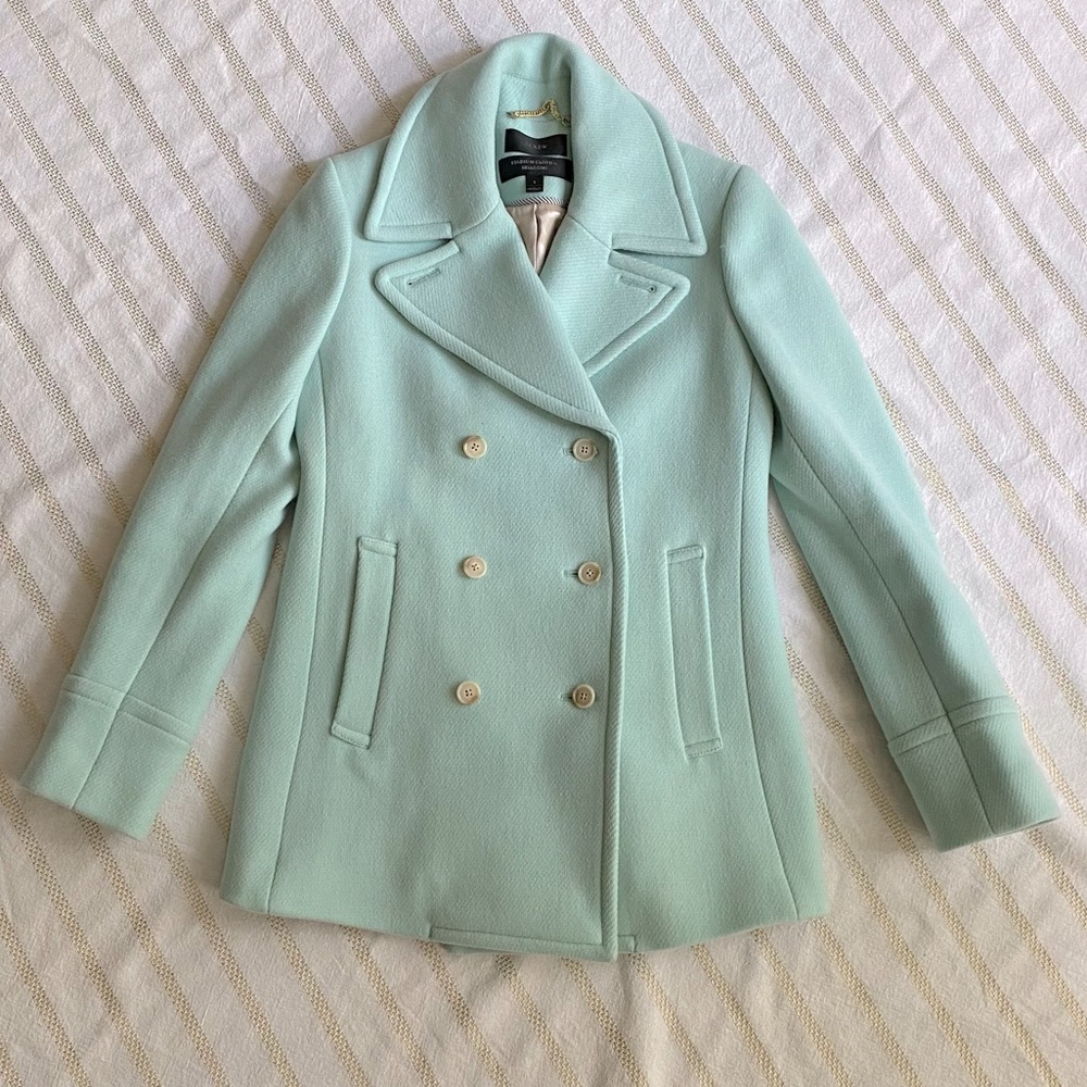 J Crew Mint Stadium Cloth Pea Coat
